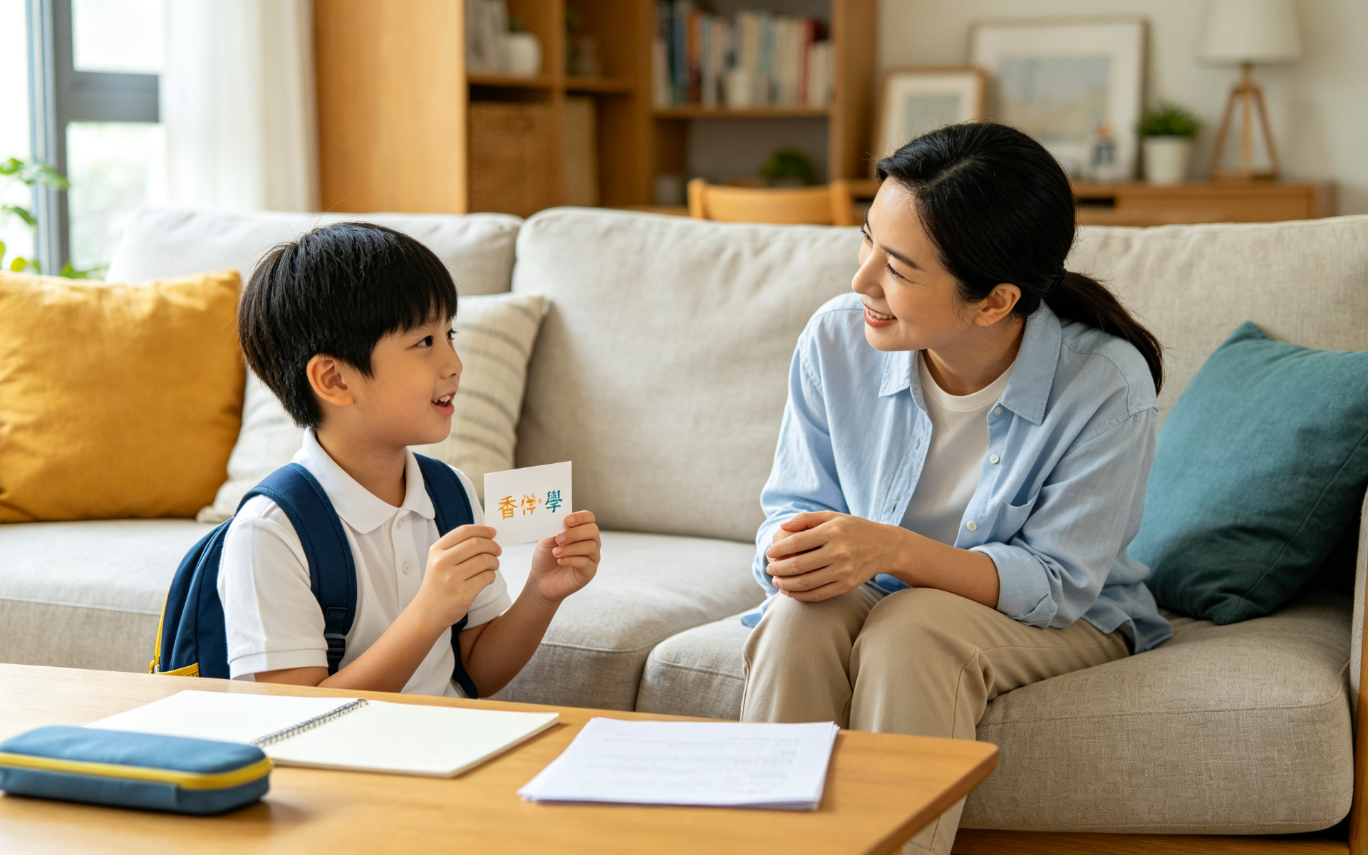 家长陪孩子准备面试