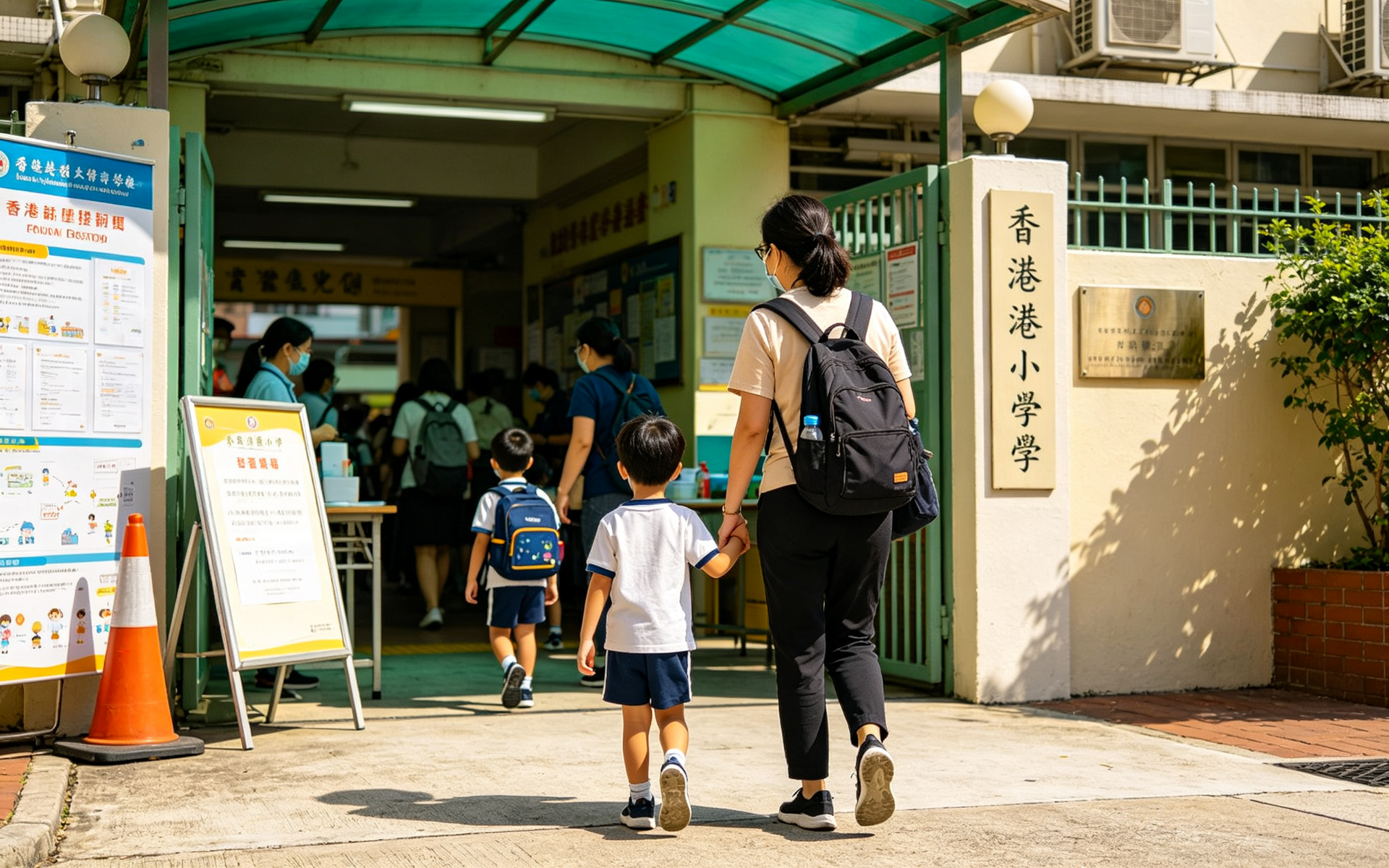 家长带孩子去学校叩门