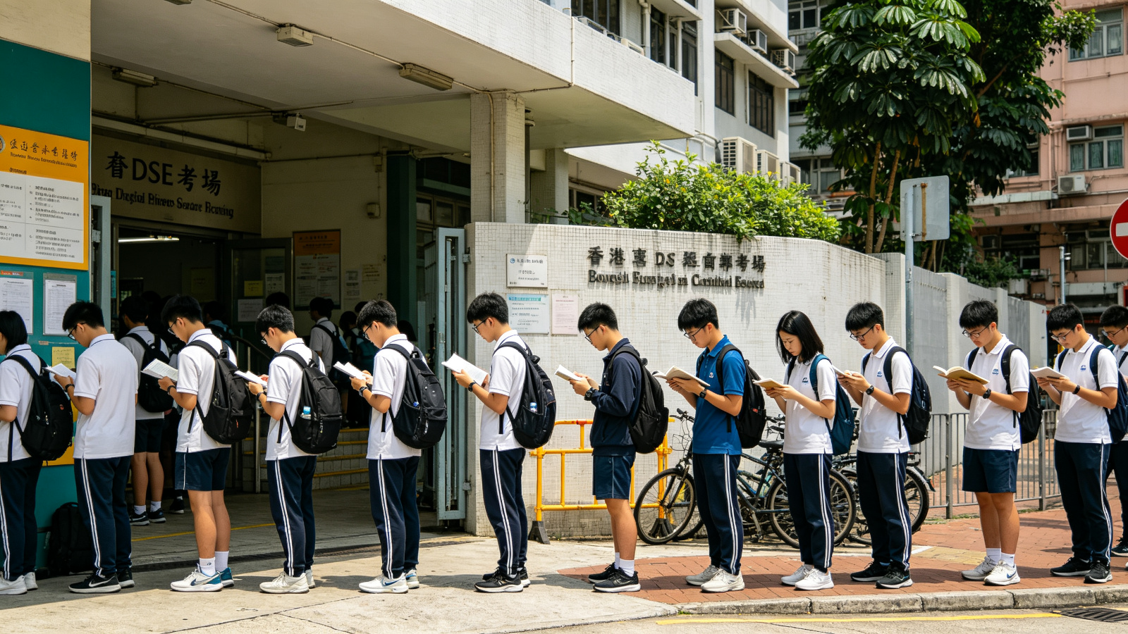 DSE考场外学生复习